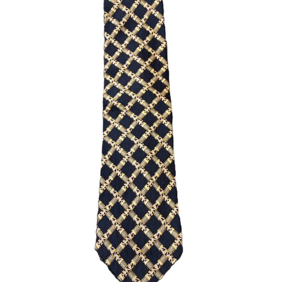 Vintage Valentino Cravatte 100% Silk Tie Geometric Pattern Handmade in Italy - Picture 2 of 3